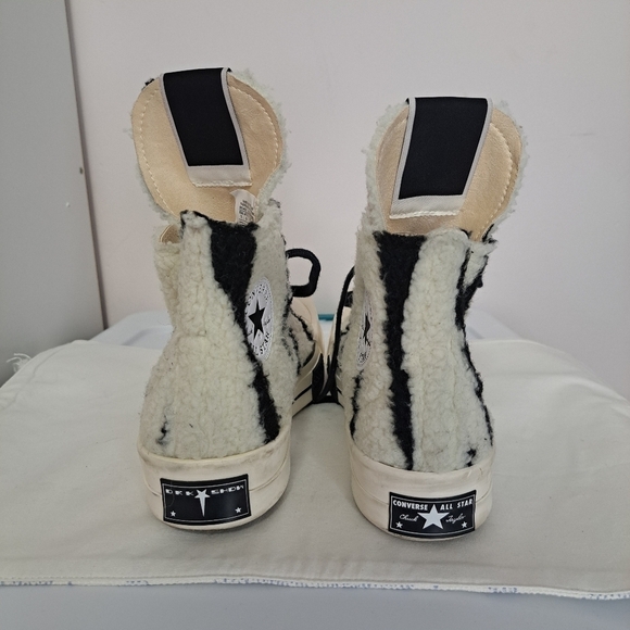 Rick Owens DRKSHDW TURBODRK chuck 70s high zebra sneaker 7 - Picture 8 of 12